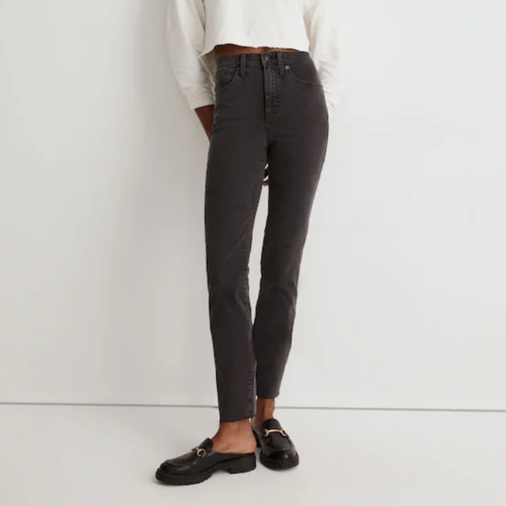 Madewell Stovepipe Jeans Banberry Wash Raw Hem High Rise Magic Pockets